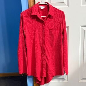 Vibrant Red Athleta Button Up with Subtle Jacquard